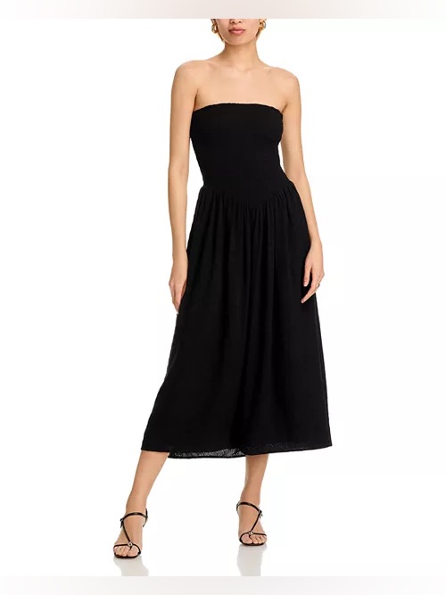 Wayf Black Strapless Midi Dress